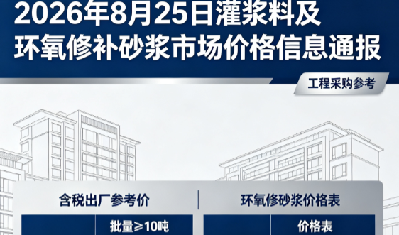 靖江2026年8月25日灌浆料及环氧修补砂浆市场价格信息通报